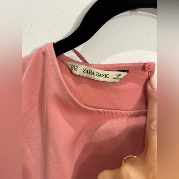 Zara Pink Sleeveless top with black tuxedo buttons sz XL - Picture 5 of 5